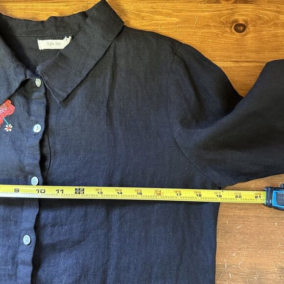 ANTHROPOLOGIE NWT Kyla Seo Small Linen Embroidered Lenni Tunic Blouse Boho - Picture 6 of 8